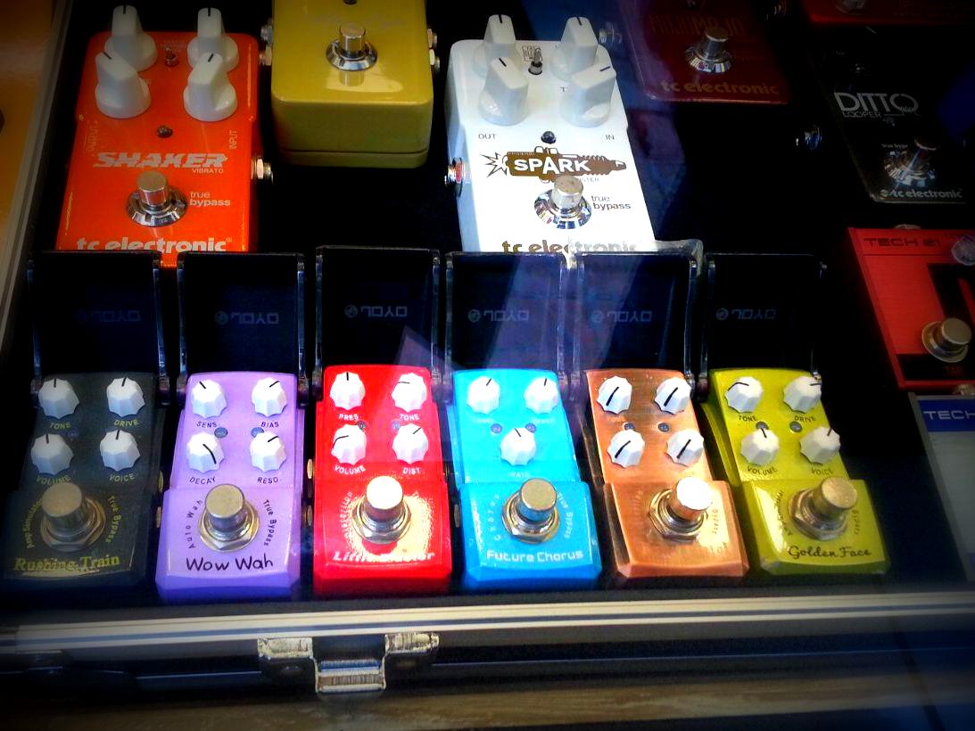  Effect pedals in a shop window in Istanbul